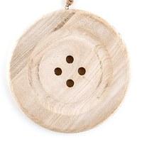 Charming Wooden Button Decoration with Natural Finish - Large - White