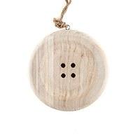 Charming Wooden Button Decoration with Natural Finish - Small - White