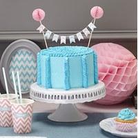 Chevron Divine Cake Bunting with Pom Poms