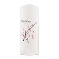 Cherry Blossom Personalised Pillar Candles - White