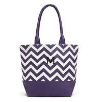 Chevron Canvas Tote - Grape