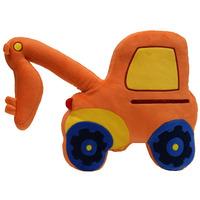 Childrens Cute Digger Shaped Truck Orange Luxury Soft Filled Cushion Kids New