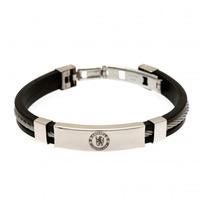 Chelsea F.c. Silver Inlay Silicone Bracelet