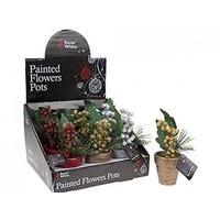 Christmas Flowers In Ceramic Painted Pots Xmas Decoration Gold/silver/red