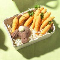 chocolate bunny and carrots