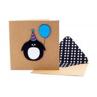Chubby Penguin Balloon Birthday Card