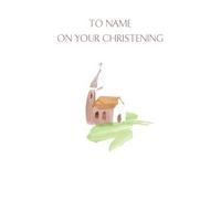 church | personalised christening card