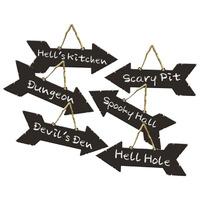 chalk halloween party direction signs