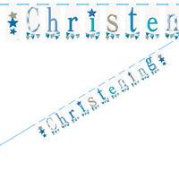 Christening Blue Bunting Party Banner