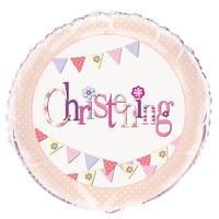 Christening Pink Bunting Party Helium Balloon