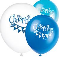 Christening Blue Bunting Party Latex Balloons