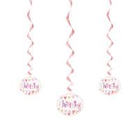 Christening Pink Bunting Party ceiling decorations