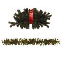 Christmas Pine Garland With Berries And Cones