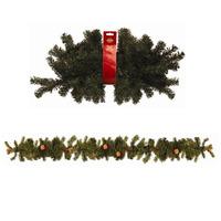 christmas pine garland with berries and cones