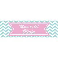 Chevron Divine Blue Baby Shower Personalised Party Banner