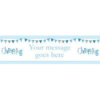 Christening Blue Bunting Personalised Banner
