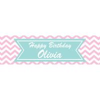 Chevron Divine Pink Happy Birthday Personalised Party Banner