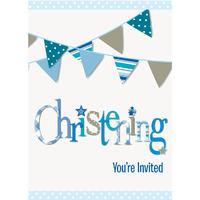 Christening Blue Bunting Party Invitations