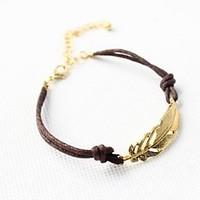 charm bracelet fashion alloy golden leaf s double layer adjustable lea ...