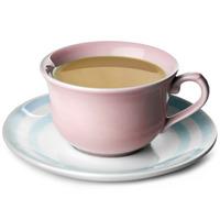 Churchill Vintage Café Tea Cup Pink & Saucer Blue Stripes 10oz / 280ml (Single)