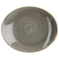 churchill stonecast peppercorn grey oval coupe plate 192cm set of 12