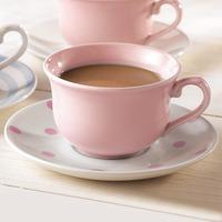 Churchill Vintage Café Tea Cup Pink & Saucer Pink Spots 10oz / 280ml (Case of 12)