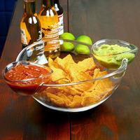 Chip and Dip Bowl with 2 Side Dip Dishes (Single)