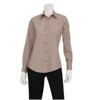 chef works womens chambray long sleeve shirt ecru xl