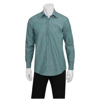 chef works chambray mens long sleeve shirt green mist xs