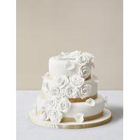 Chocolate Rose Wedding Cake 3 Tier Sponge Cake White Chocolate Icing