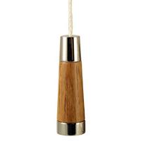 Chrome and Wood Conical Bathroom Cord Pull 60mm