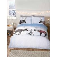 Christmas Reindeers Single Duvet Cover and Pillowcase Set