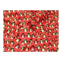 Christmas Penguins Print Polycotton Dress Fabric Red