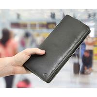 Chevirex® Zip-Round Leather Credit Card/Travel Document Case, Black, Leather