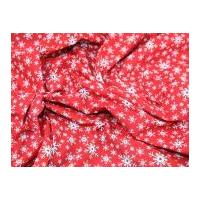 christmas snowflake print polycotton fabric red white