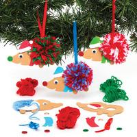 Christmas Hedgehog Pom Pom Decoration Kits (Pack of 3)