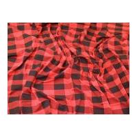 Check Plaid Print Stretch Viscose Jersey Knit Dress Fabric Black & Red