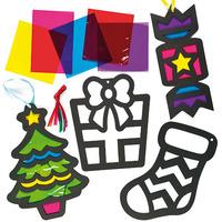 Christmas Stained Glass Effect Hanging Decorations (Pack of 6)
