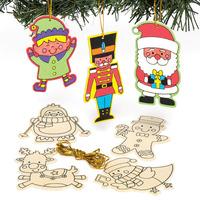 Christmas Colour-in Wooden Decorations (Pack of 30)