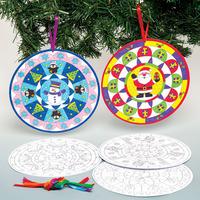 Christmas Mandala Colour-in Decorations (Pack of 10)