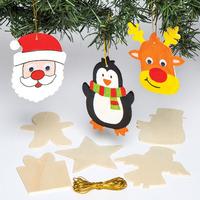 christmas wooden decorations pack of 12