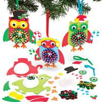 christmas owl sequin decoration kits pack of 15