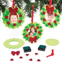christmas wreath fingerprint photo frame kits pack of 6