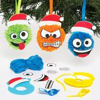 Christmas Funny Face Pom Pom Decoration Kits (Pack of 4)