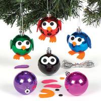 christmas owl bauble kits pack of 6