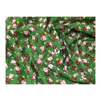 christmas santa print polycotton dress fabric green