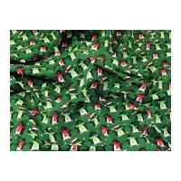 christmas penguins print polycotton dress fabric green