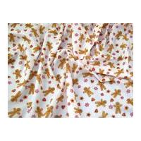 christmas gingerbread man print polycotton dress fabric white