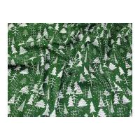 Christmas Trees Print Polycotton Dress Fabric Green