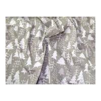 Christmas Trees Print Polycotton Dress Fabric Silver